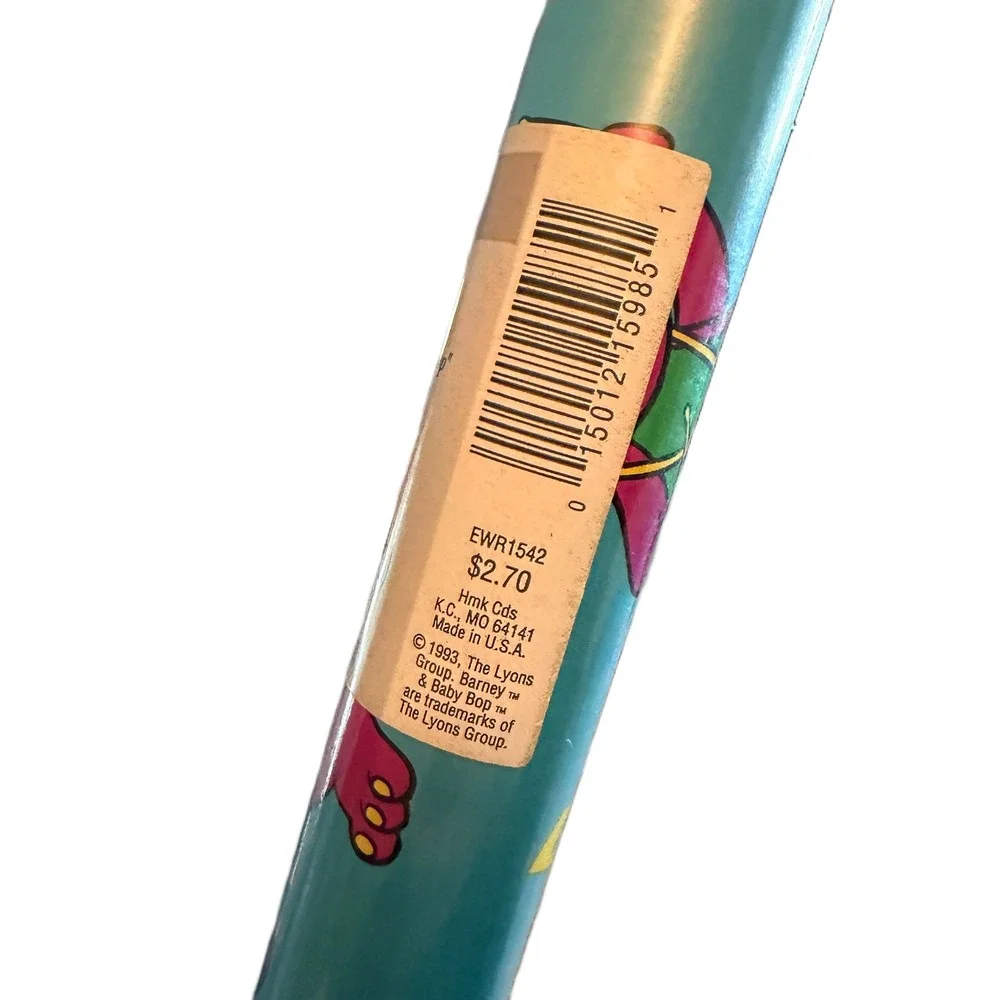 Vintage 1993 Hallmark Barney & Baby Bop Gift Wrap 15 Sq Ft New Sealed 90s Retro